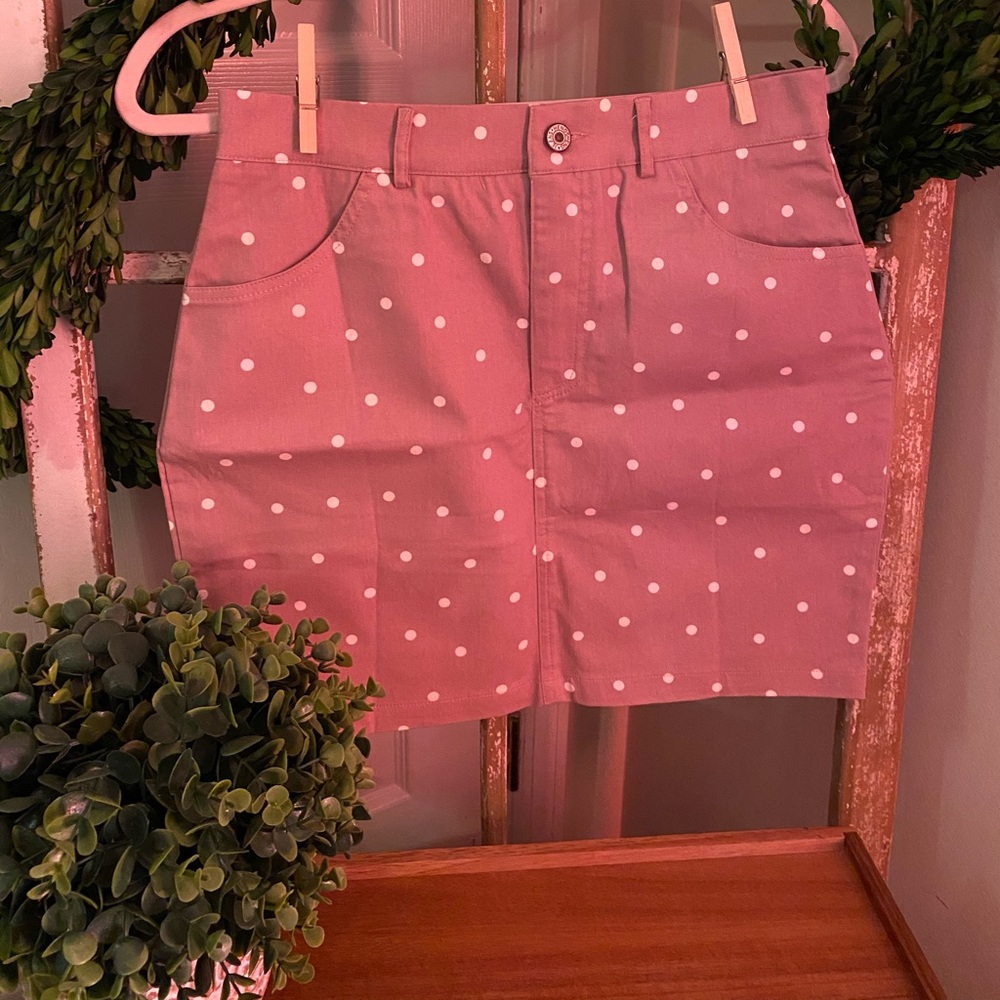 Purple polka dot skirt